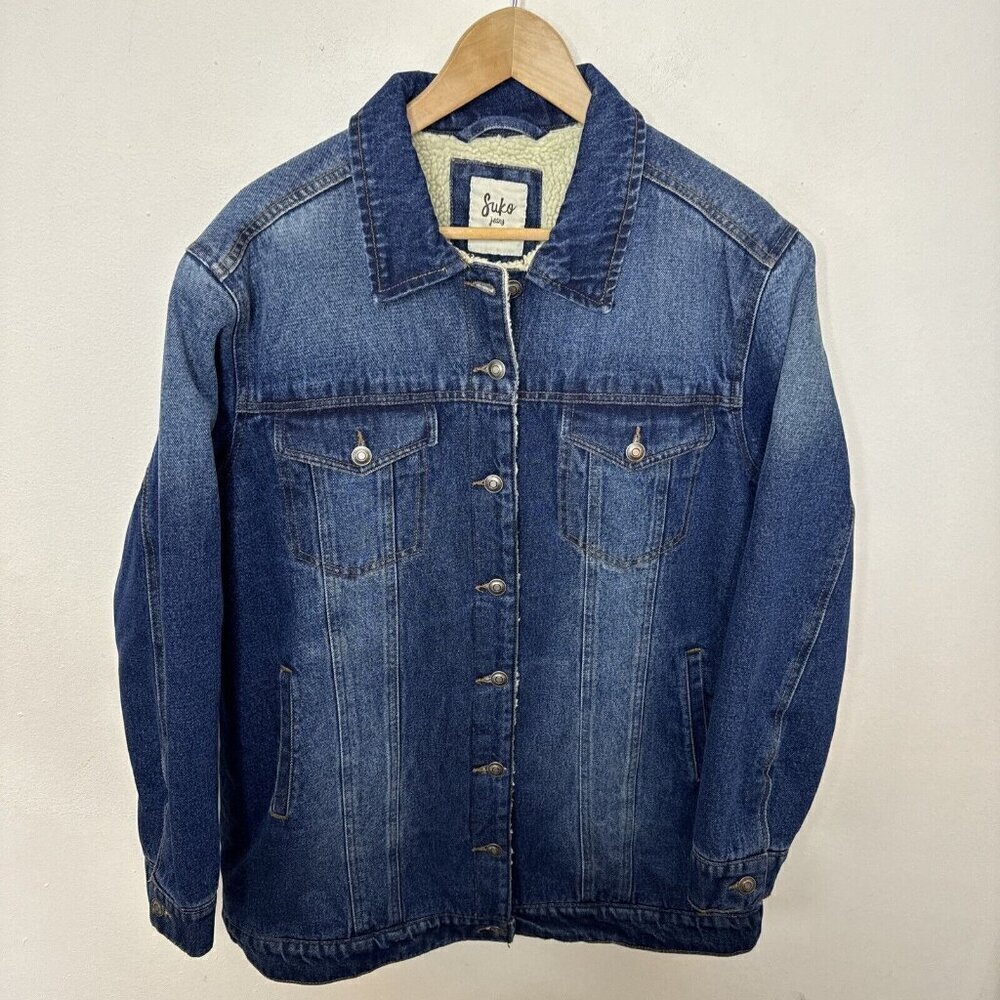 Suko Jeans Woman L Denim Jean Sherpa Lined Jacket
